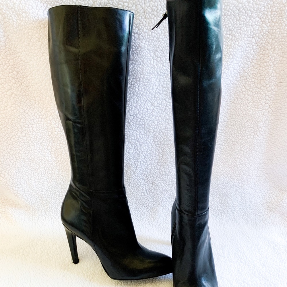 Via Spiga Tall Leather Black Boots | Heels